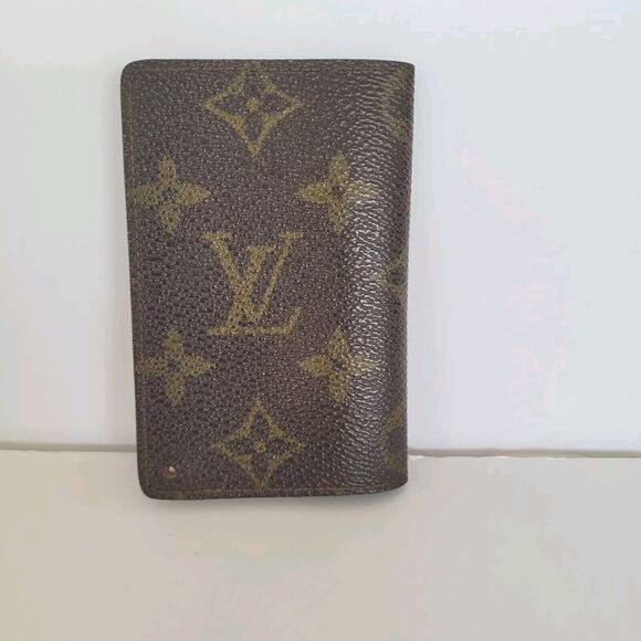 Louis Vuitton LV Mini Brown Folding Monogram Leather Card Wallet Small Damaged - Picture 2 of 10